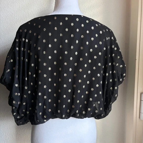 NWT Marea by Liz Joy Mary Top in Black Gold Dot M - Picture 4 of 7